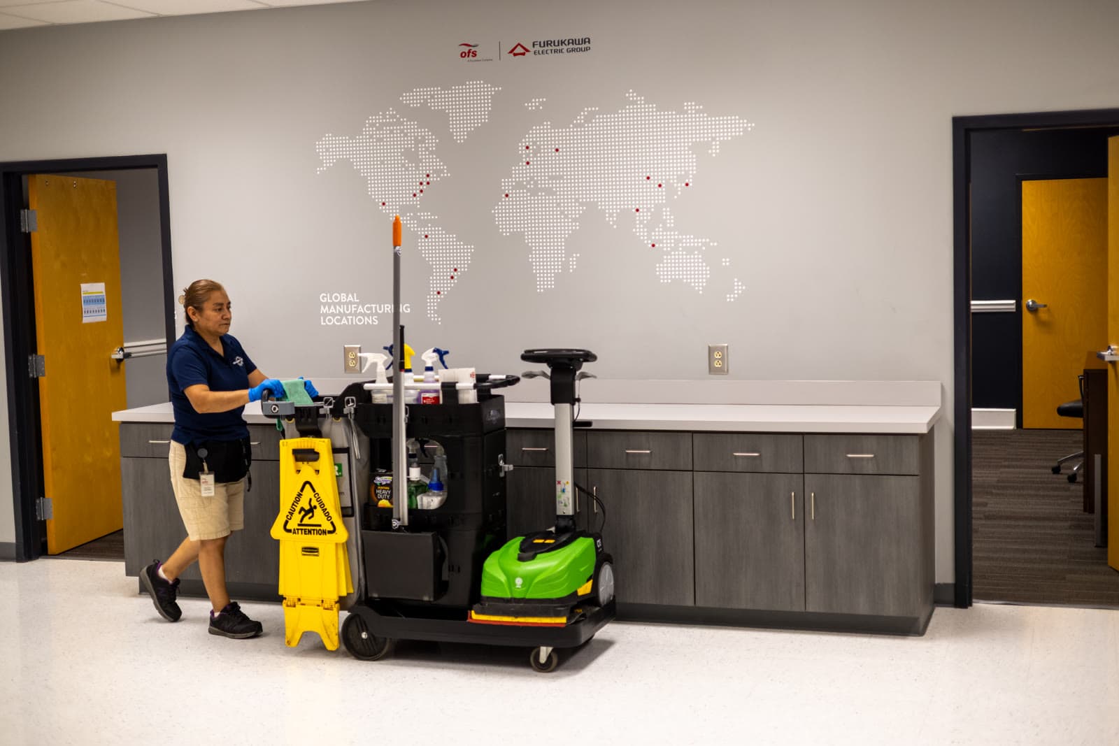 MFS team maintaining a precision manufacturing facility floor